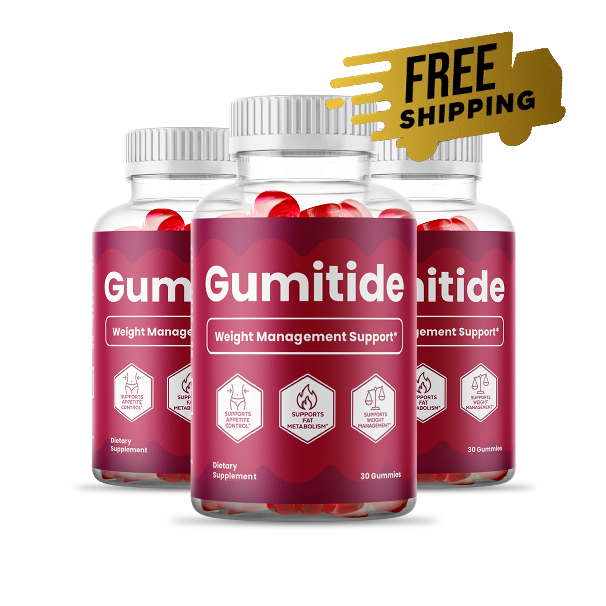 Gumitide weight management gummies three-bottle pack